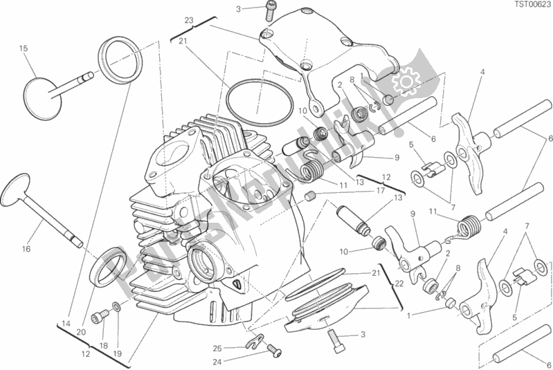 Alle onderdelen voor de Horizontale Kop van de Ducati Scrambler 1100 2018