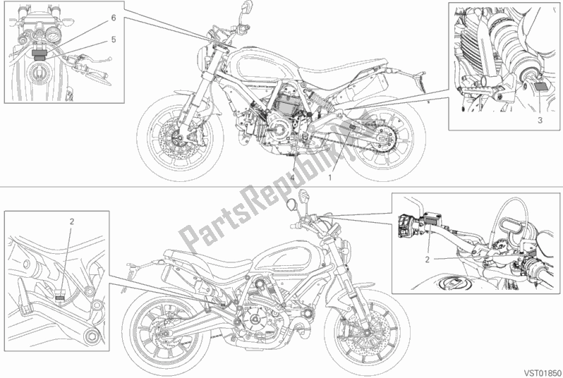Alle onderdelen voor de Posizionamento Targhette van de Ducati Scrambler 1100 2018