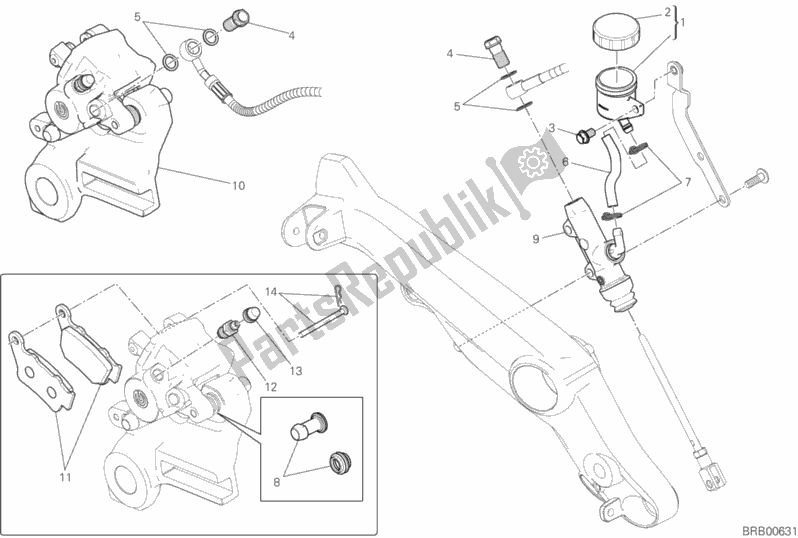 Tutte le parti per il Sistema Frenante Posteriore del Ducati Scrambler 1100 2018