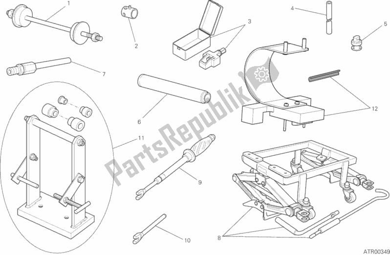 Alle onderdelen voor de 01c - Werkplaatsgereedschap, Frame van de Ducati Scrambler 1100 2019