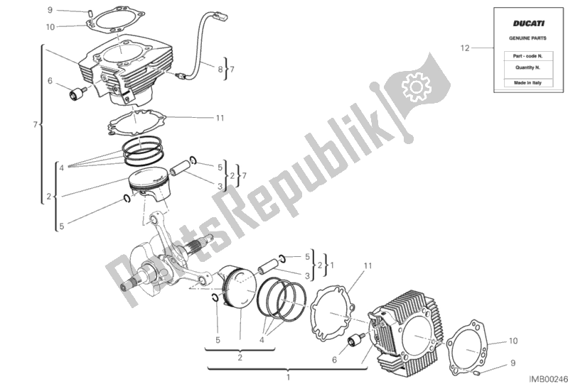 Tutte le parti per il 06a - Cilindri - Pistoni del Ducati Scrambler 1100 2019