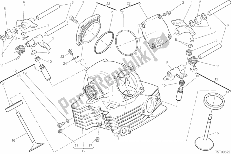 Alle onderdelen voor de 11c - Verticale Kop van de Ducati Scrambler 1100 2019