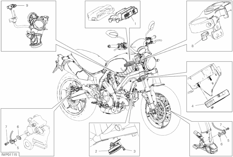 Tutte le parti per il 13d - Dispositivi Elettrici del Ducati Scrambler 1100 2019