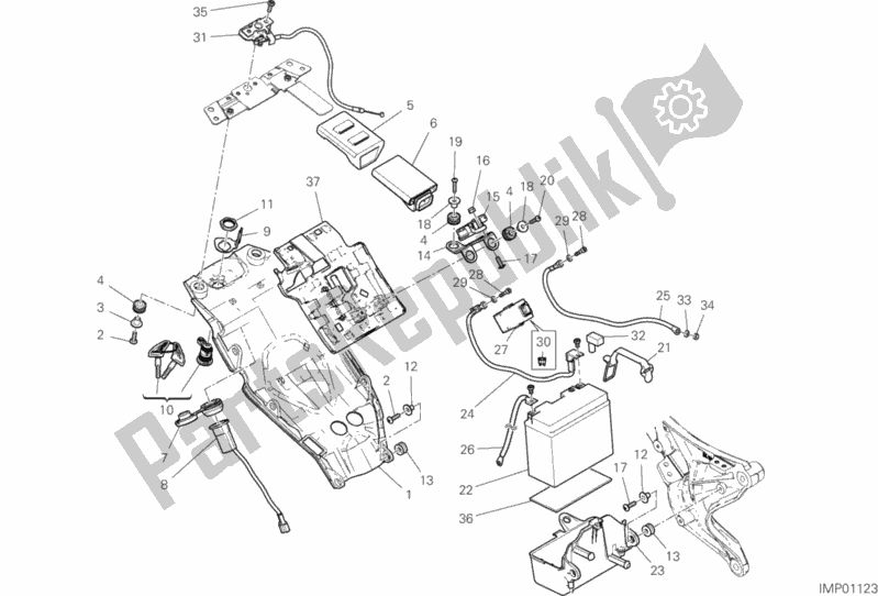 Alle onderdelen voor de Batterijhouder van de Ducati Scrambler 1100 2019