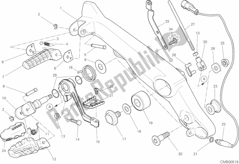 Todas las partes para Reposapiés, Derecha de Ducati Scrambler 1100 2019