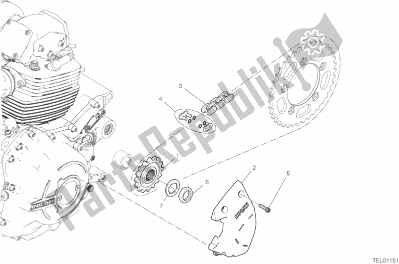 Tutte le parti per il Pignone Anteriore - Catena del Ducati Scrambler 1100 2019