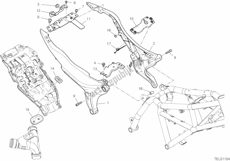 All parts for the Rear Frame Comp. Of the Ducati Scrambler 1100 2019