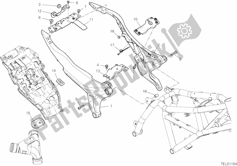 Alle onderdelen voor de Achterframe Comp. Van de Ducati Scrambler 1100 2019