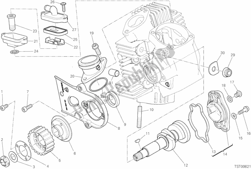 Alle onderdelen voor de Testa Orizzontale - Distribuzione van de Ducati Scrambler 1100 2019