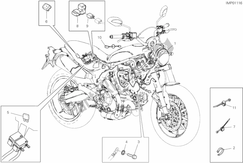Alle onderdelen voor de Voertuig Elektrisch Systeem van de Ducati Scrambler 1100 2019