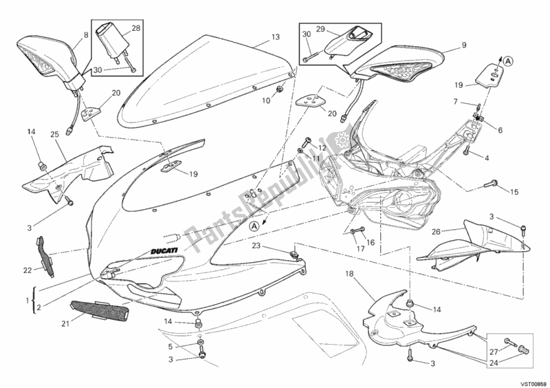 Alle onderdelen voor de Motorkap van de Ducati Superbike 1198 2009
