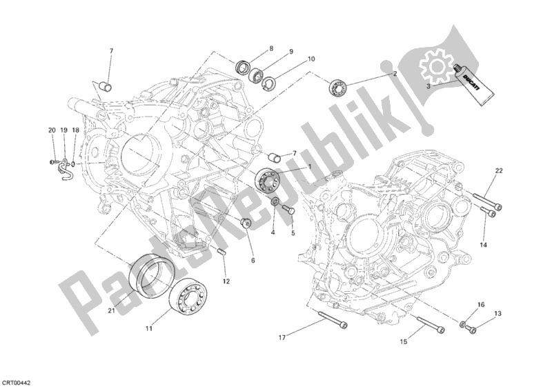 Alle onderdelen voor de Carter Lagers van de Ducati Superbike 1198 2009