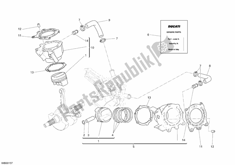 Tutte le parti per il Cilindro - Pistone del Ducati Superbike 1198 2009