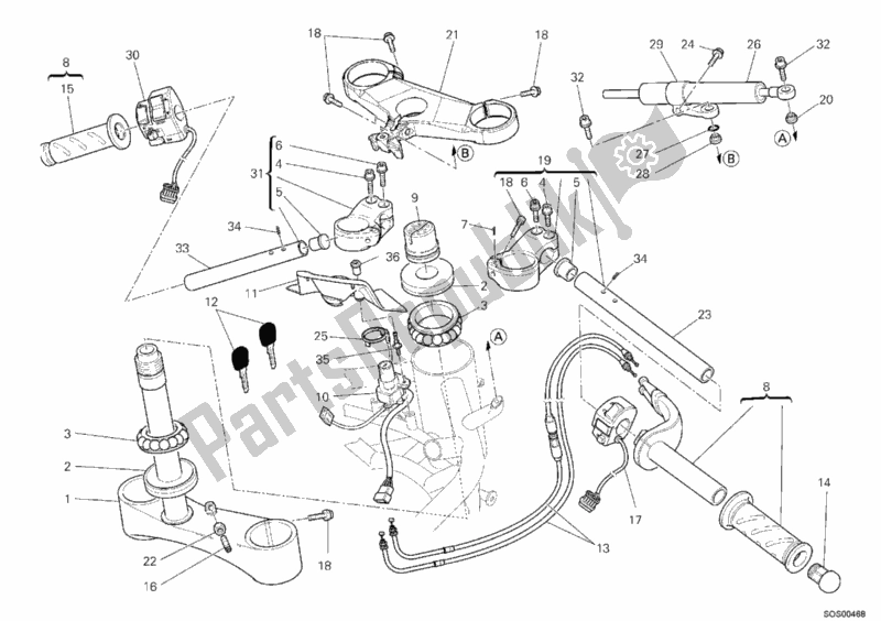 Alle onderdelen voor de Stuur van de Ducati Superbike 1198 2009