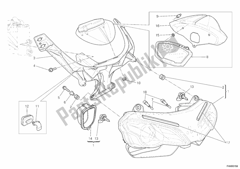 Alle onderdelen voor de Koplamp van de Ducati Superbike 1198 2009