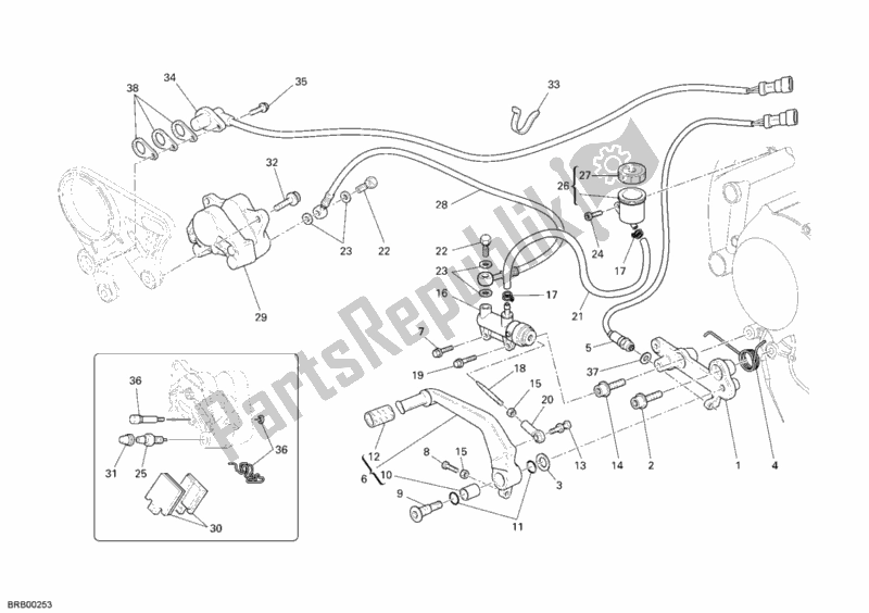 Alle onderdelen voor de Achter Remsysteem van de Ducati Superbike 1198 2009