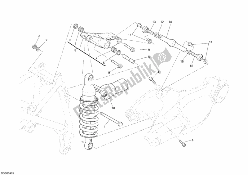 Alle onderdelen voor de Schokdemper Achter van de Ducati Superbike 1198 2009