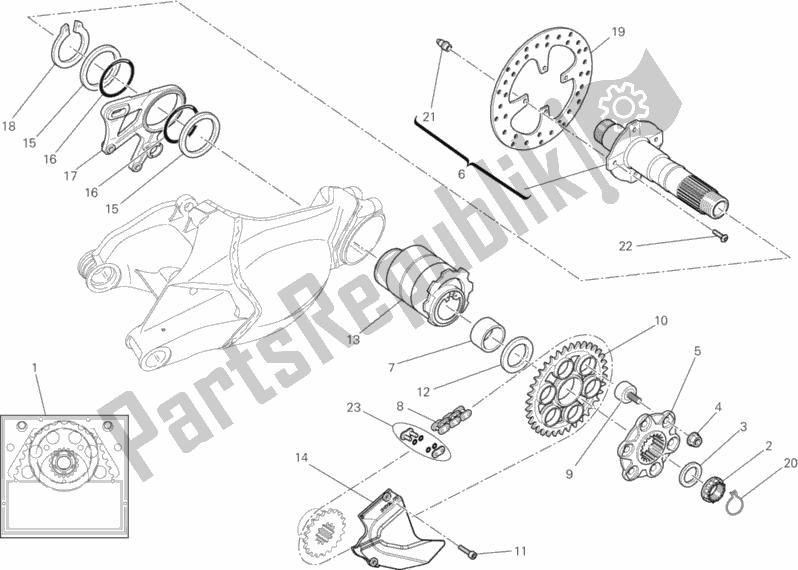 Tutte le parti per il Perno Ruota Posteriore del Ducati Superbike 1198 2009