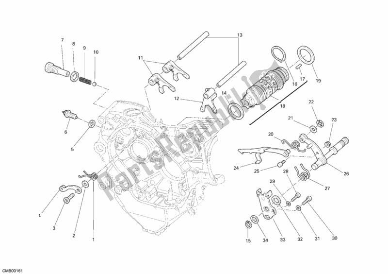 Alle onderdelen voor de Schakelnok - Vork van de Ducati Superbike 1198 2009