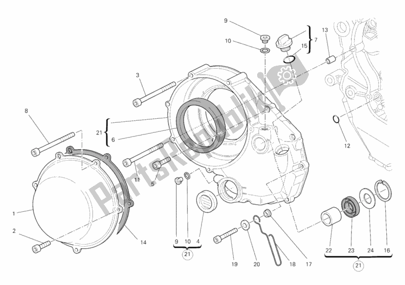Alle onderdelen voor de Koppelingsdeksel, Buiten van de Ducati Superbike 1198 2010