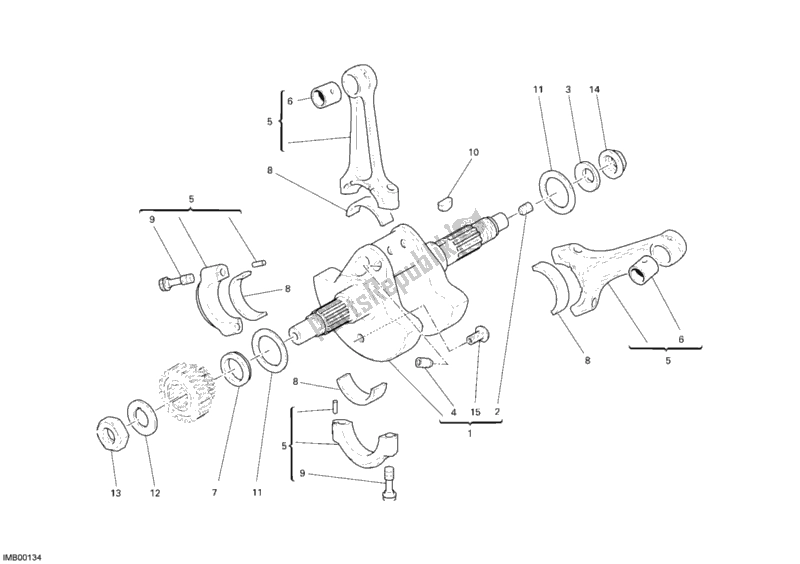 Alle onderdelen voor de Krukas van de Ducati Superbike 1198 2010