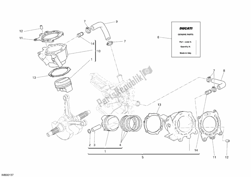 Tutte le parti per il Cilindro - Pistone del Ducati Superbike 1198 2010