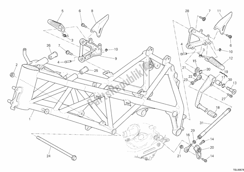 Tutte le parti per il Telaio del Ducati Superbike 1198 2010