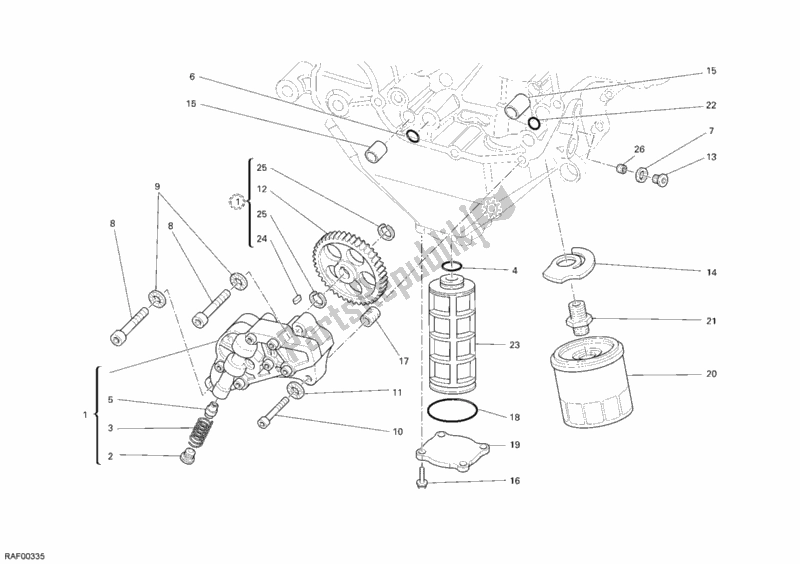 Alle onderdelen voor de Oliepomp - Filter van de Ducati Superbike 1198 2010