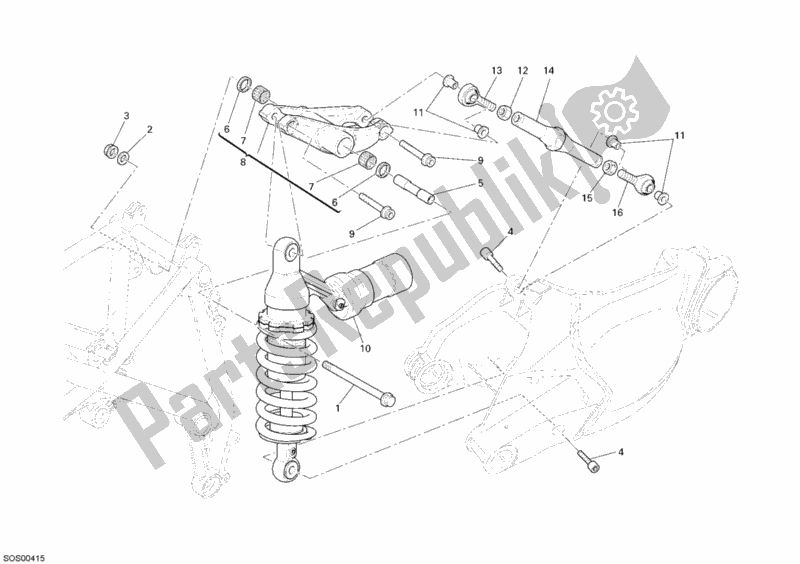 Tutte le parti per il Ammortizzatore Posteriore del Ducati Superbike 1198 2010