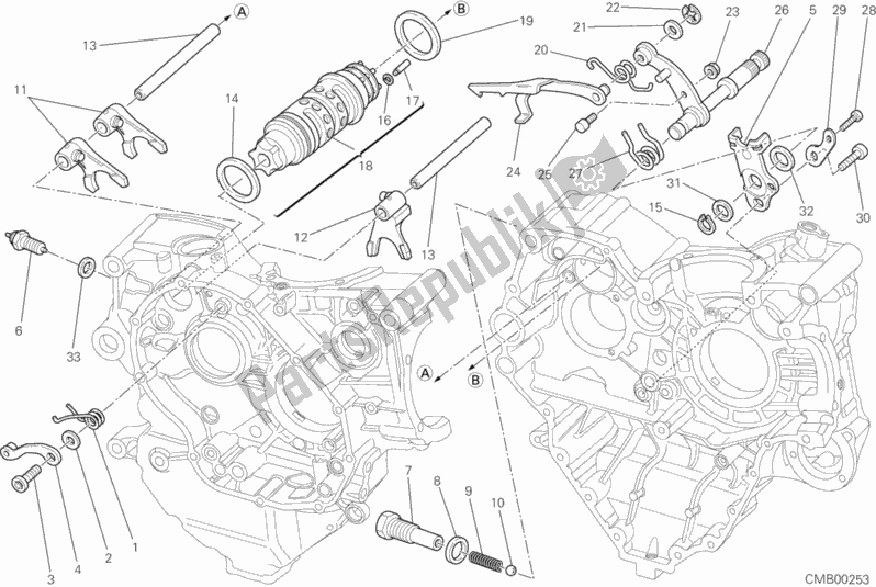 Alle onderdelen voor de Schakelnok - Vork van de Ducati Superbike 1198 2010