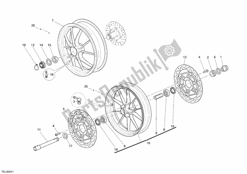 Alle onderdelen voor de Wielen van de Ducati Superbike 1198 2010