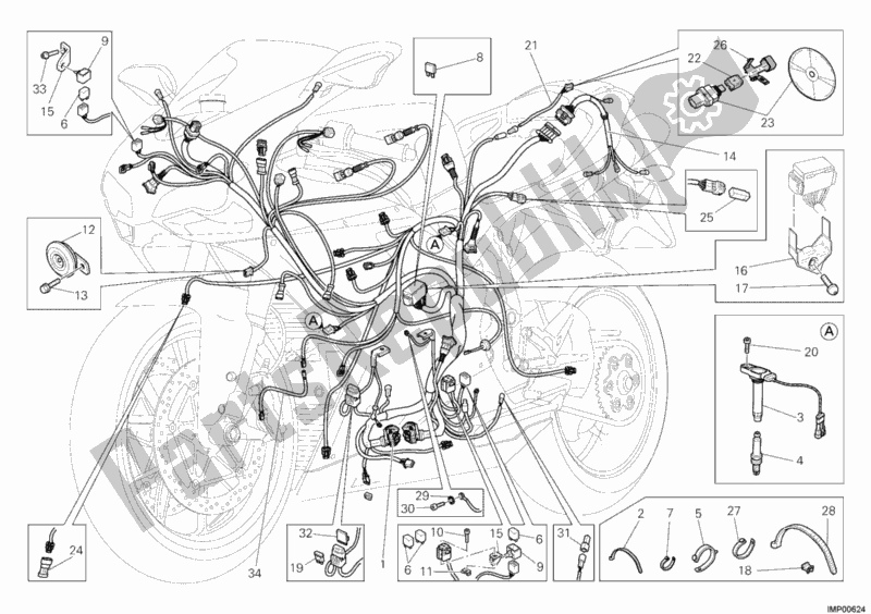 Alle onderdelen voor de Kabelboom van de Ducati Superbike 1198 2010