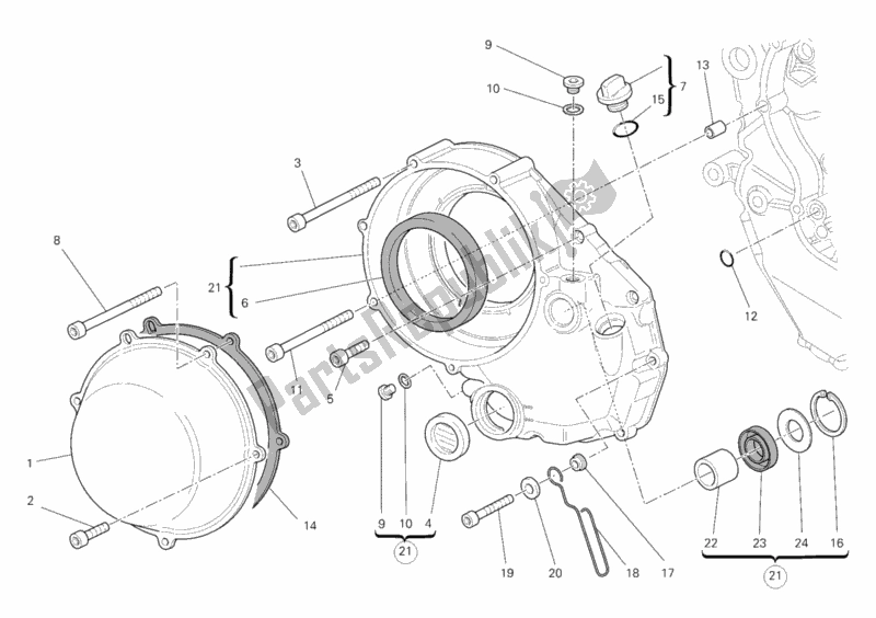 All parts for the Clutch Cover, Outer of the Ducati Superbike 1198 2011