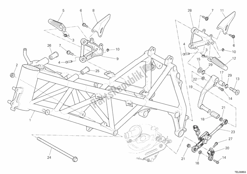 Tutte le parti per il Telaio del Ducati Superbike 1198 2011