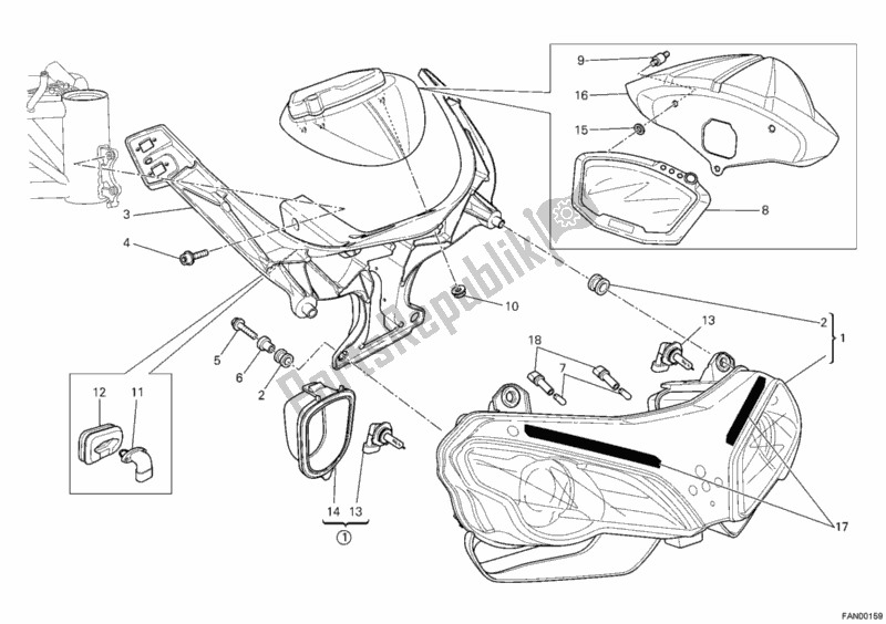 Tutte le parti per il Faro del Ducati Superbike 1198 2011