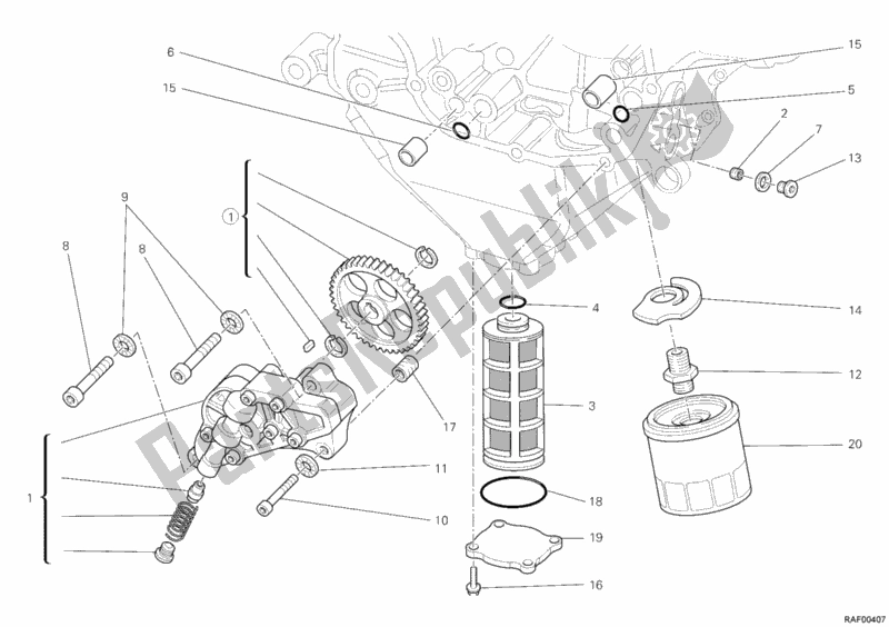 Tutte le parti per il Pompa Dell'olio - Filtro del Ducati Superbike 1198 2011