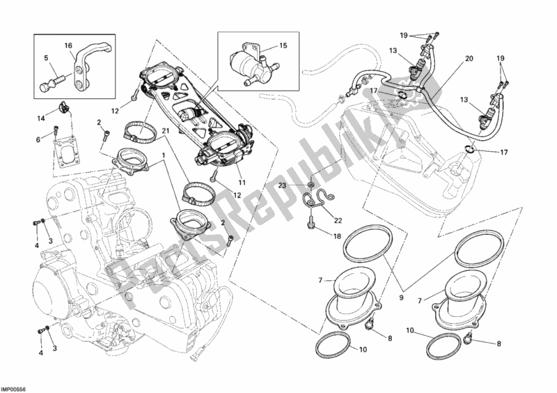 Alle onderdelen voor de Gasklephuis van de Ducati Superbike 1198 2011