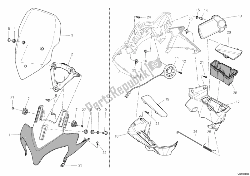 Alle onderdelen voor de Motorkap van de Ducati Multistrada 1200 2010