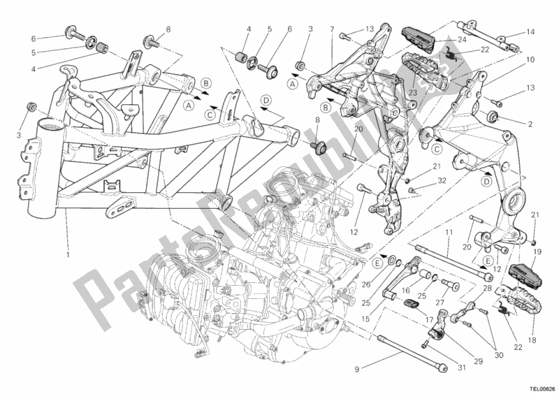 Alle onderdelen voor de Kader van de Ducati Multistrada 1200 2010