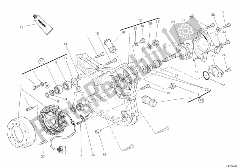 Alle onderdelen voor de Generator Deksel van de Ducati Multistrada 1200 2010