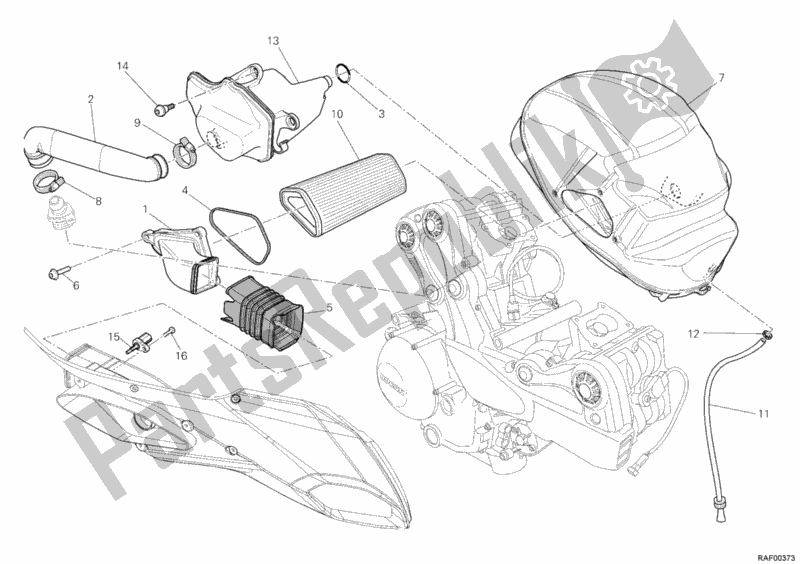 Alle onderdelen voor de Inname van de Ducati Multistrada 1200 2010