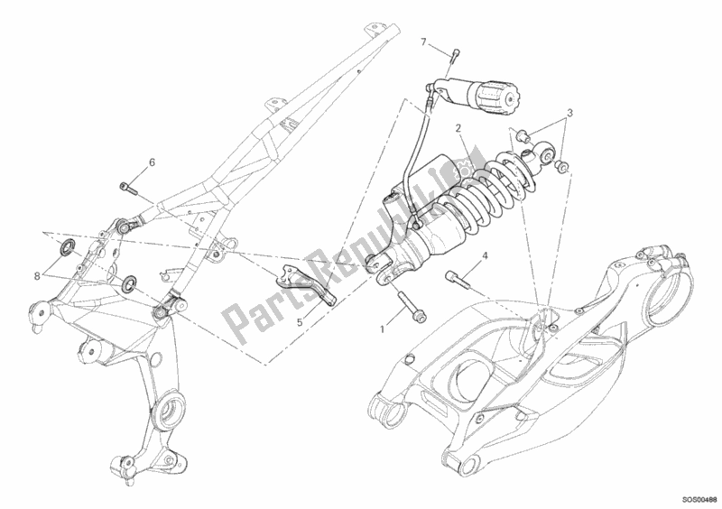 Alle onderdelen voor de Schokdemper Achter van de Ducati Multistrada 1200 2010