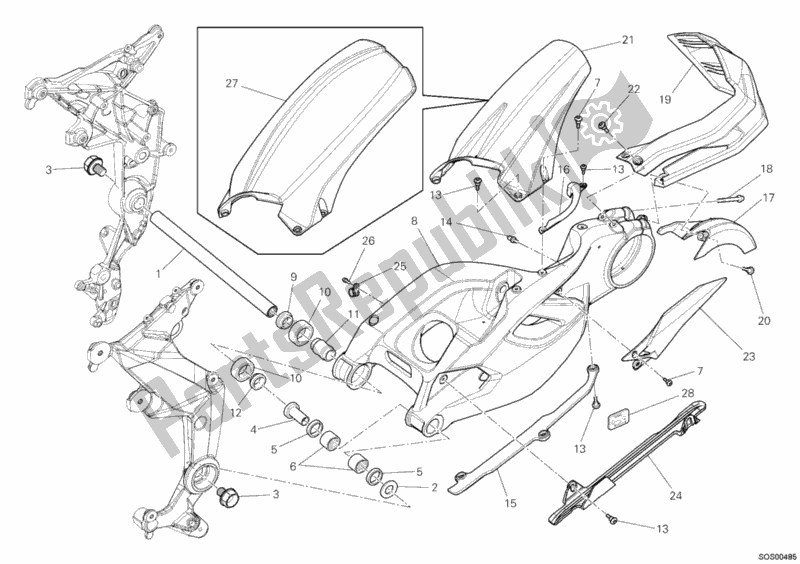 Alle onderdelen voor de Zwenkarm van de Ducati Multistrada 1200 2010