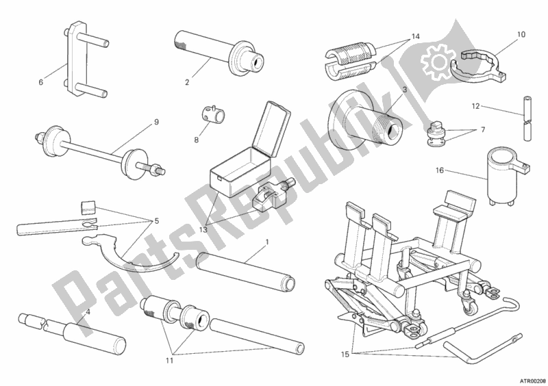 Alle onderdelen voor de Werkplaats Service Tools, Frame van de Ducati Multistrada 1200 2010