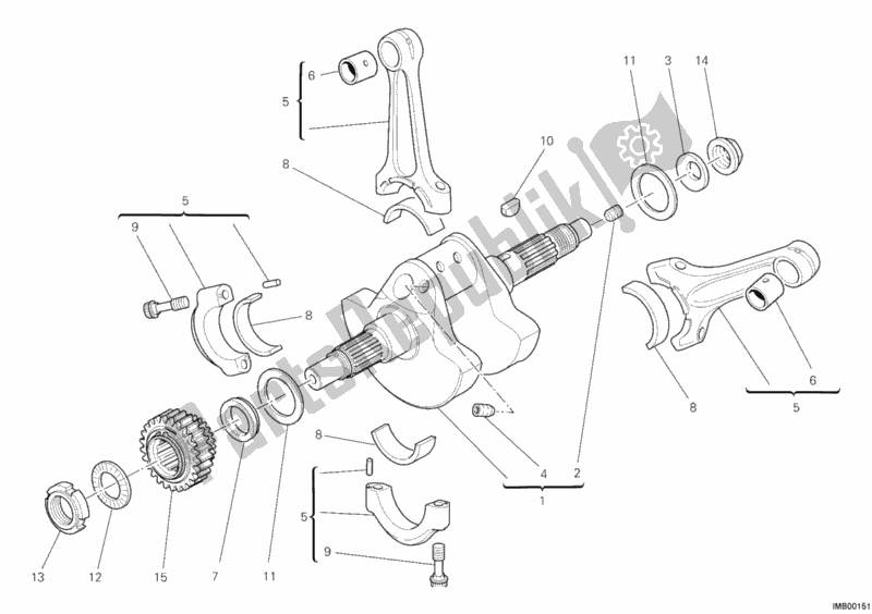 All parts for the Crankshaft of the Ducati Multistrada 1200 2011