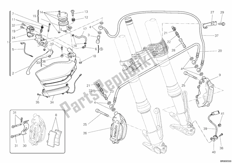 Tutte le parti per il Sistema Frenante Anteriore del Ducati Multistrada 1200 2011