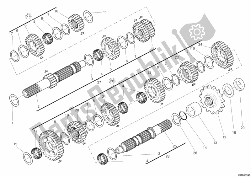 Alle onderdelen voor de Versnellingsbak van de Ducati Multistrada 1200 2011