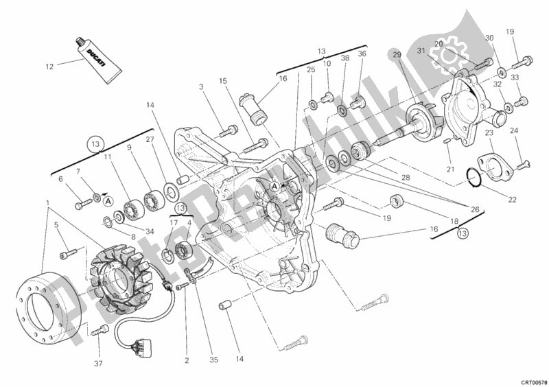 Alle onderdelen voor de Generator Deksel van de Ducati Multistrada 1200 2011