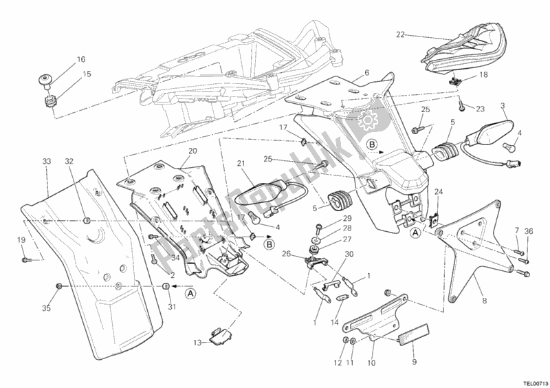 Toutes les pièces pour le Support De Plaque D'immatriculation - Feu Arrière Aus du Ducati Multistrada 1200 2011