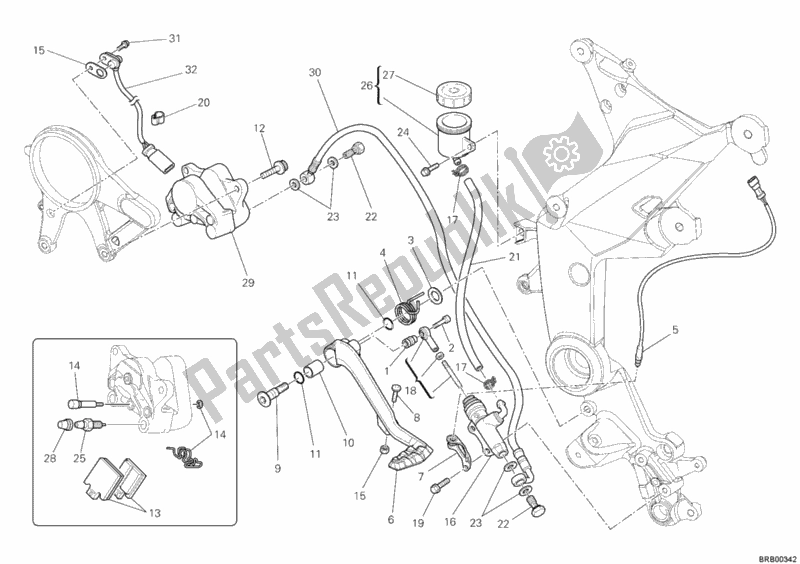 Tutte le parti per il Impianto Frenante Posteriore del Ducati Multistrada 1200 2011